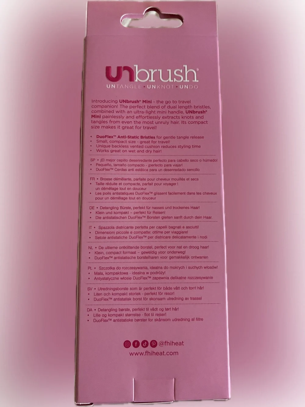 UNbrush Mini Glitter Detangling Hair Brush - Rose Quartz Pink